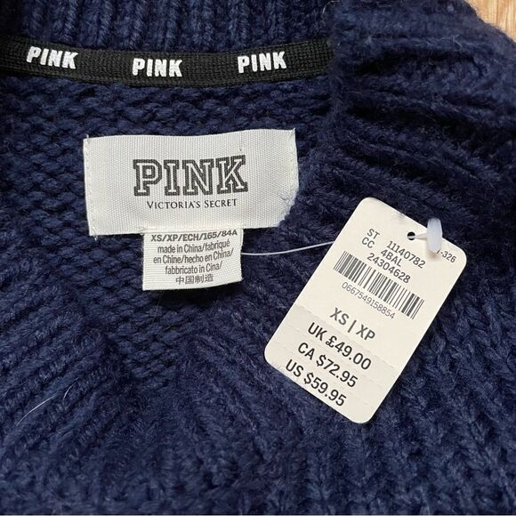 NWT Pink by Victoria’s Secret Dark Blue Boyfriend Pullover Sweater - Size: XS - Picture 7 of 8